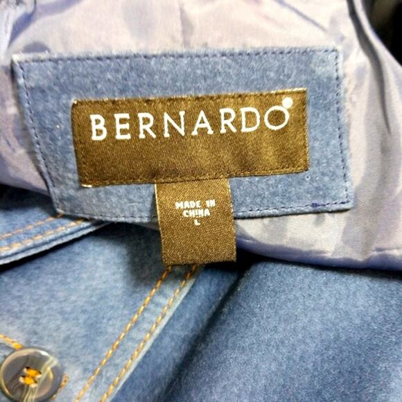 Bernardo dusty blue suede leather coat jacket L - Picture 10 of 11